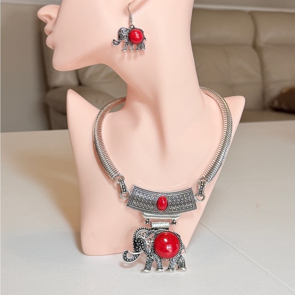 Zara Jewelry - ⚜️ Silver and Red Elephant Jewelry Set